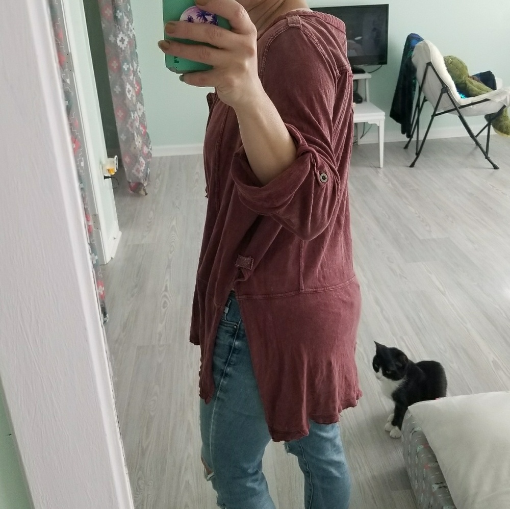 Free People High-Low Distressed Tunic Top - Picture 4 of 7